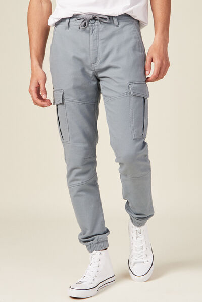 Pantalon cargo taille à cordon bleu gris homme