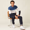 Pull manches longues col rond bleu fonc&eacute; homme