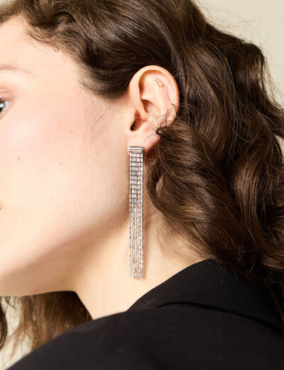 Boucles d'oreilles pendantes couleur argent femme
