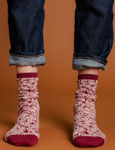 Chaussettes fabriquées en France rouge foncé femme