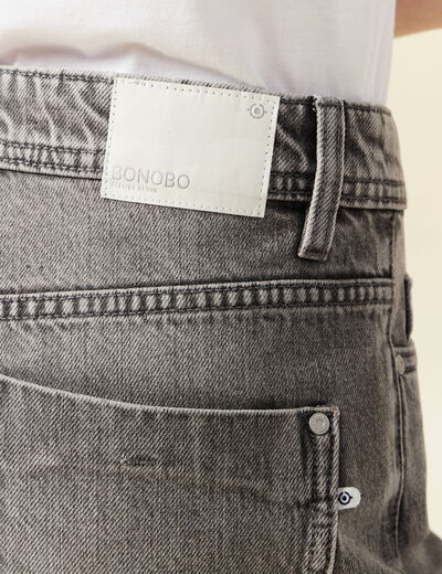 Jeans straight taille haute denim gris clair femme
