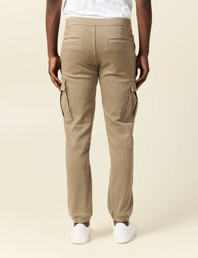 Pantalon battle bas resserr&eacute; taupe homme