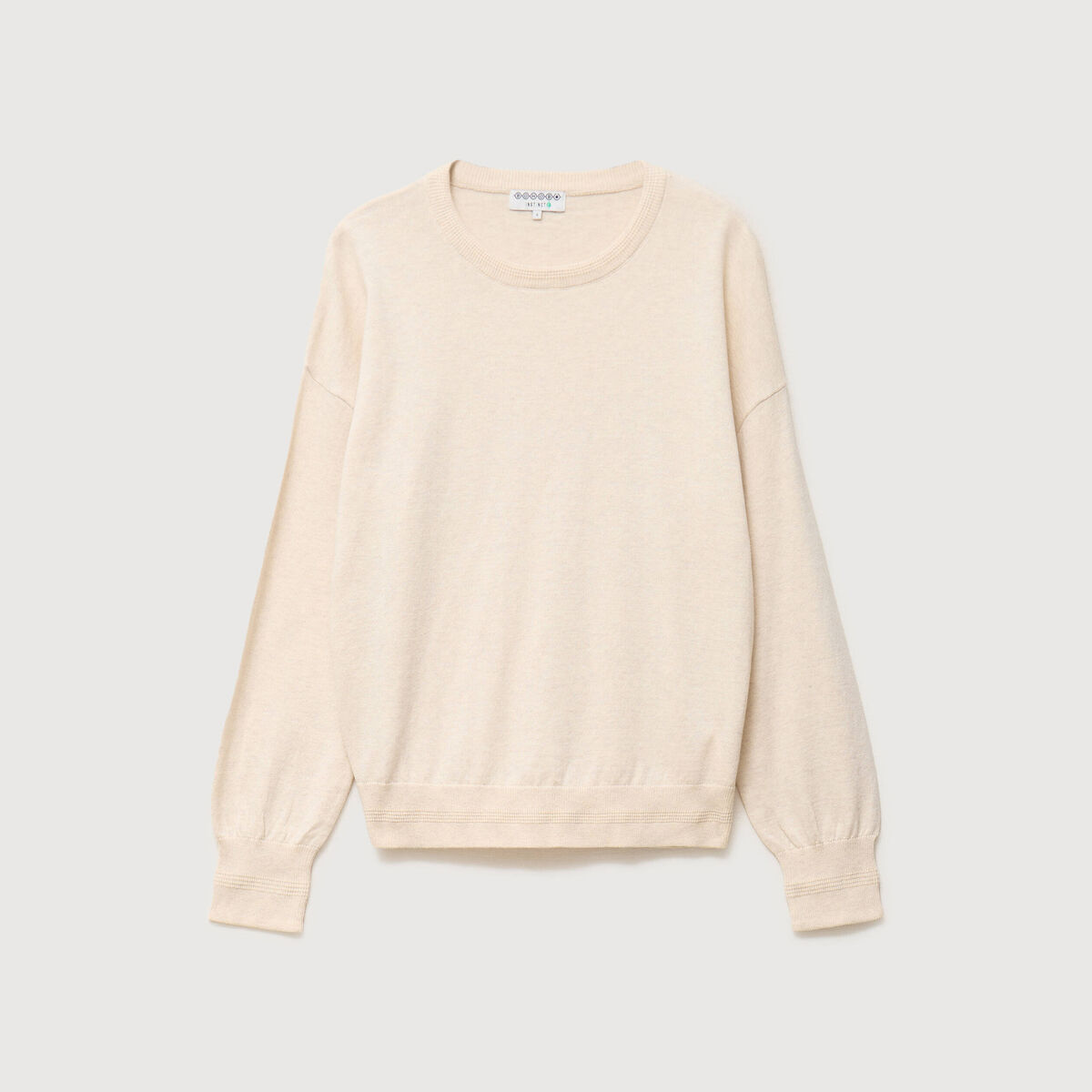 Pull oversize col bateau manches longues creme femme