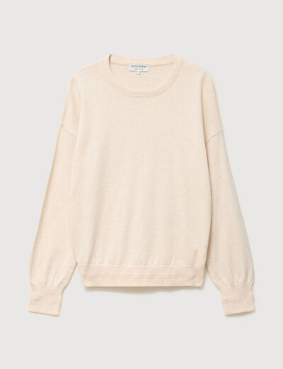 Pull oversize col bateau manches longues creme femme