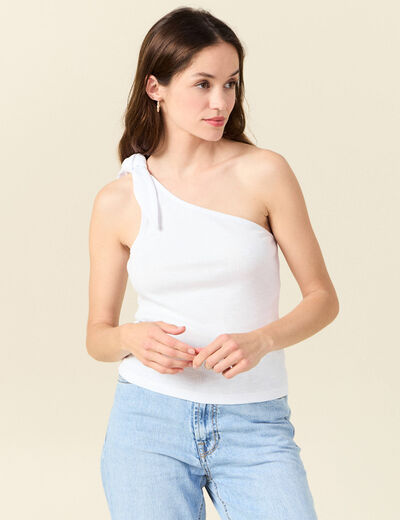 Débardeur asymétrique blanc femme