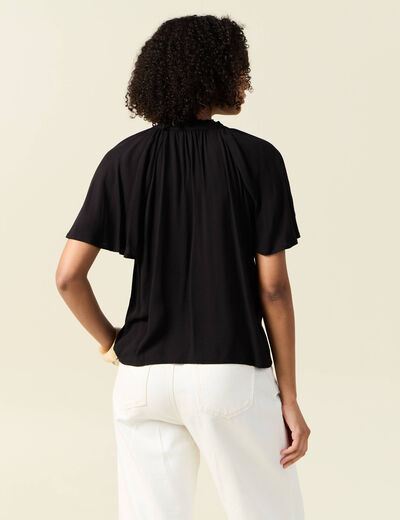 Blouse manches courtes noir femme
