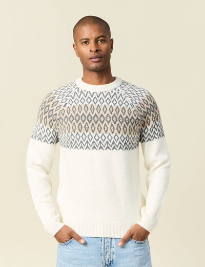 Pull manches longues ecru homme