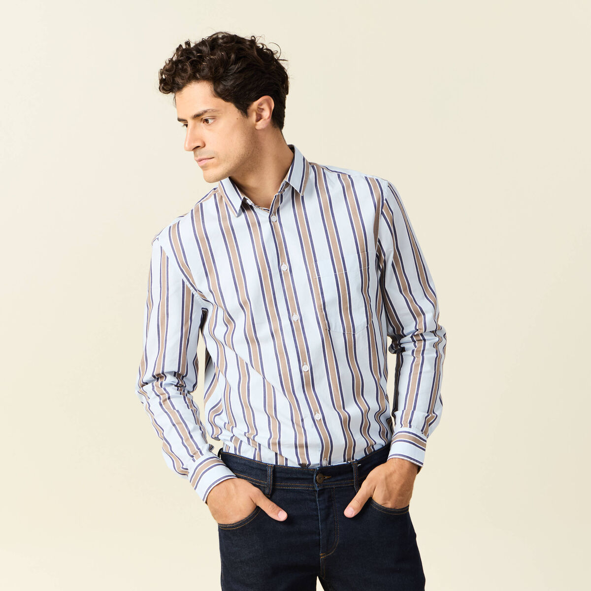 Chemise manches longues bleu ciel homme