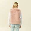 Veste fausse fourrure avec doublure vieux rose femme