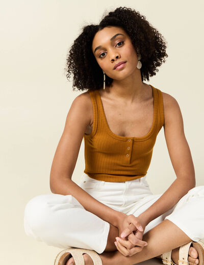 Débardeur sans manches camel femme
