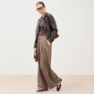 Pantalon large taille standard marron femme