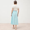 Jupe longue &eacute;vas&eacute;e en coton bleu ciel femme