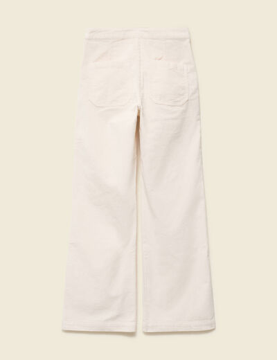 Pantalon large taille haute en velours ivoire femme