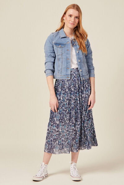 Veste droite denim bleach femme