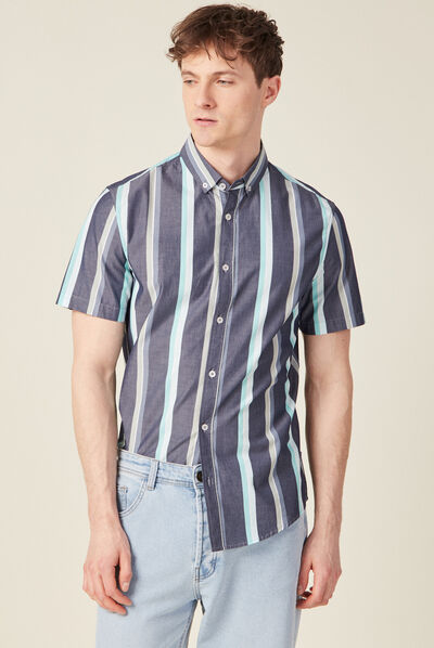 Chemise éco-responsable bleu marine homme