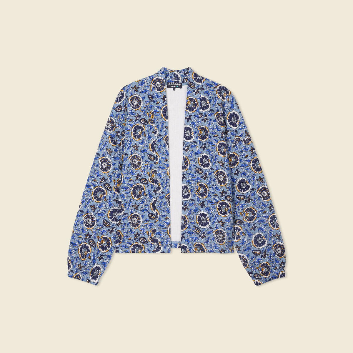 Gilet imprimé manches longues bleu femme