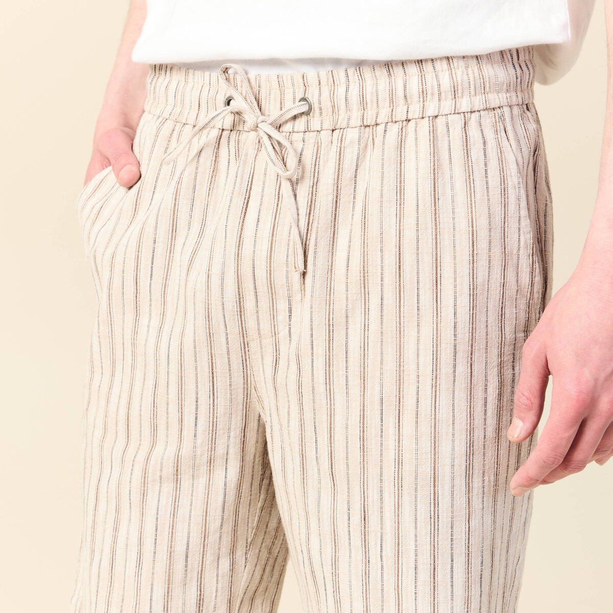 Bermuda droit à coulisse sable homme