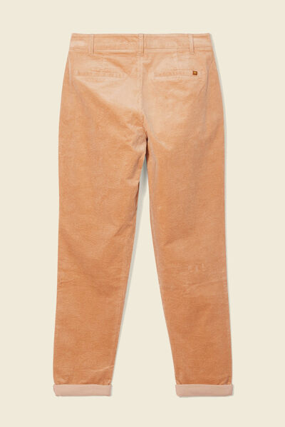 Pantalon chino velours côtelé marron clair femme