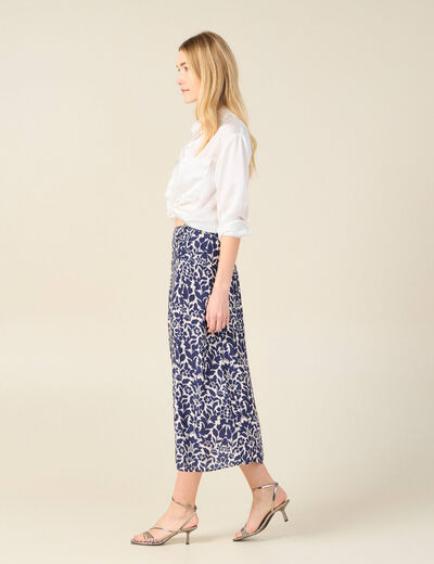 Jupe longue portefeuille bleu marine femme