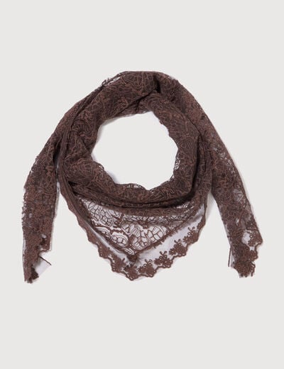 Foulard en dentelle marron fonc&eacute; femme
