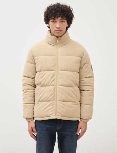 Doudoune manches longues en velours beige homme