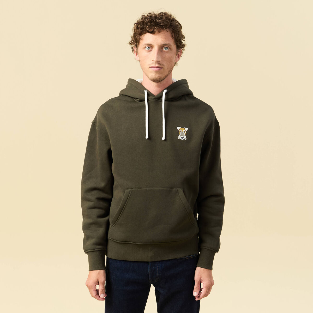 Sweat effet polaire manches longues vert kaki homme