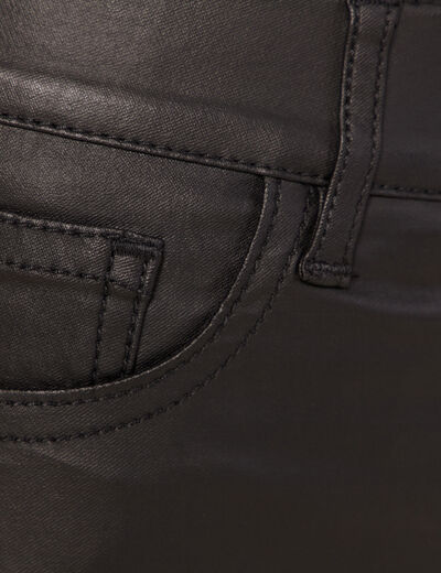 Tregging skinny denim noir enduit femme