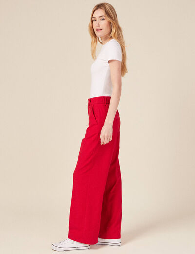 Pantalon city large à pinces rouge femme