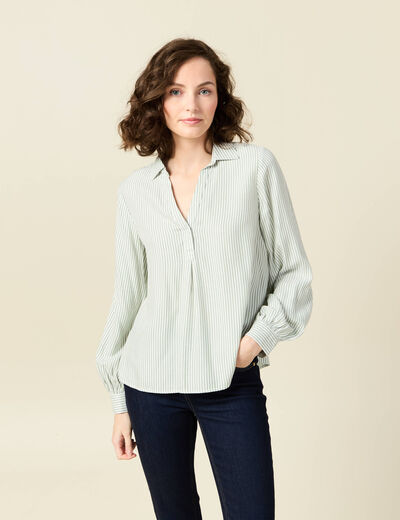 Blouse manches longues vert olive femme