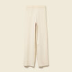 Pantalon large taille haute en maille creme femme