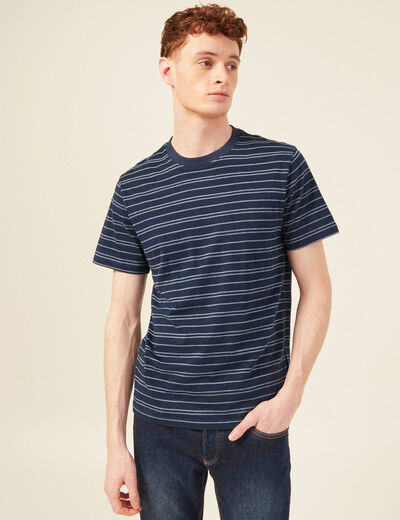 T-shirt en coton manches courtes bleu marine homme