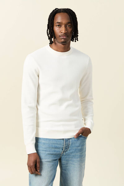 Pull éco-responsable ecru homme