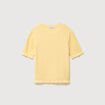 Pull droit col rond manches courtes jaune clair femme