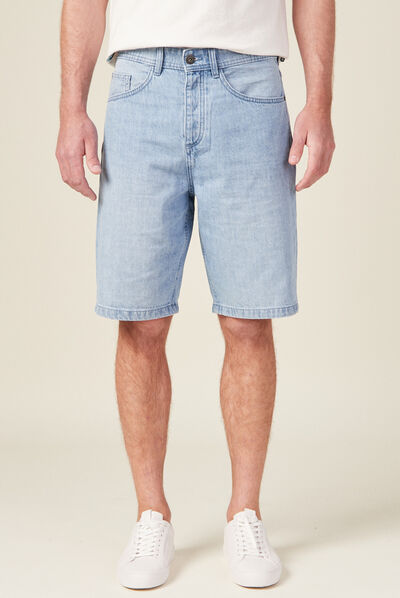 Bermuda large 5 poches denim bleach homme