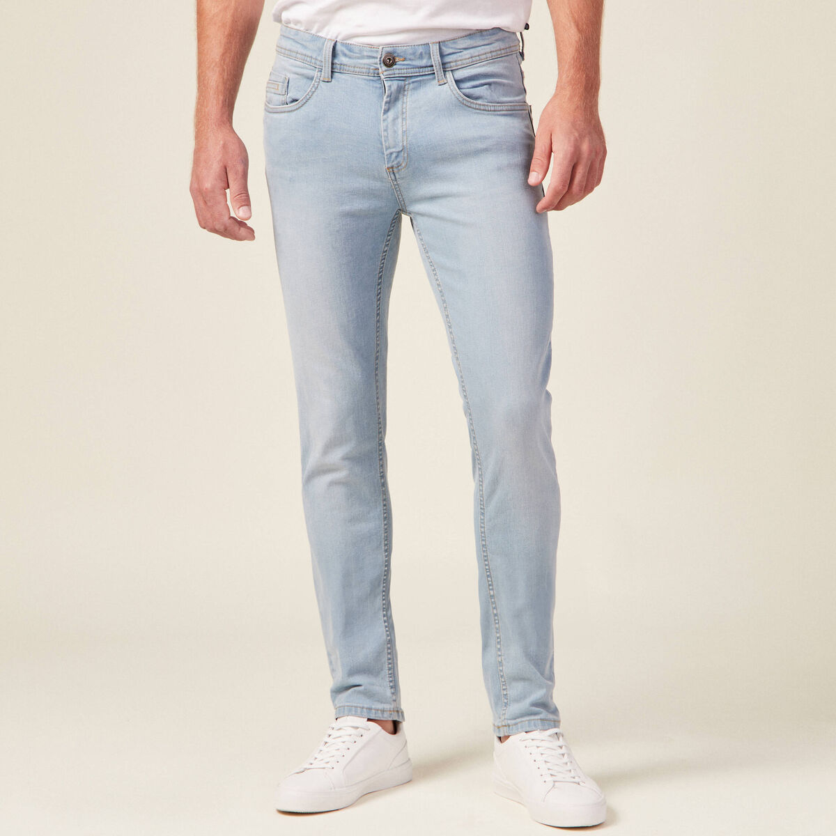 Jeans slim éco-responsable denim bleach homme