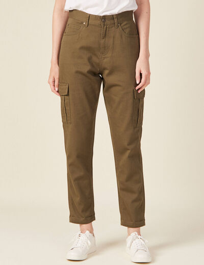 Pantalon cargo vert kaki femme