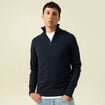 Pull fin col camionneur manches longues bleu marine homme