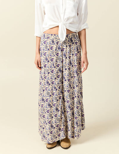 Jupe longue évasée taille standard bleu femme