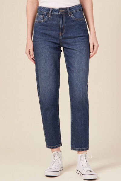 Jeans mom 7/8ème denim brut femme