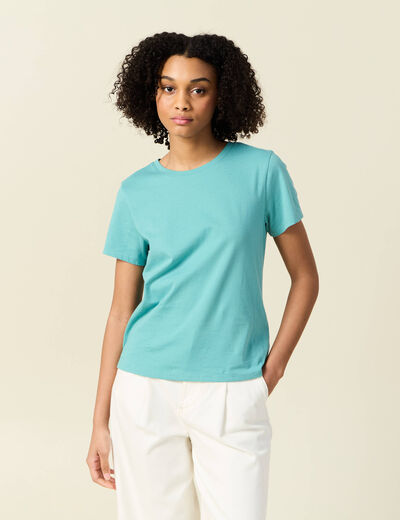 T-shirt éco-responsable bleu turquoise femme