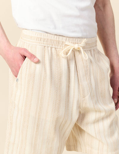 Short droit en tricot ecru homme