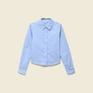 Chemise droite courte en coton bleu clair femme