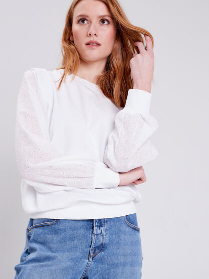 Sweat manches longues blanc femme