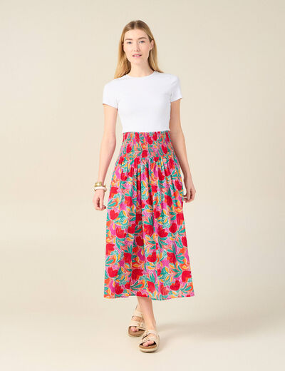 Jupe longue évasée multicolore femme