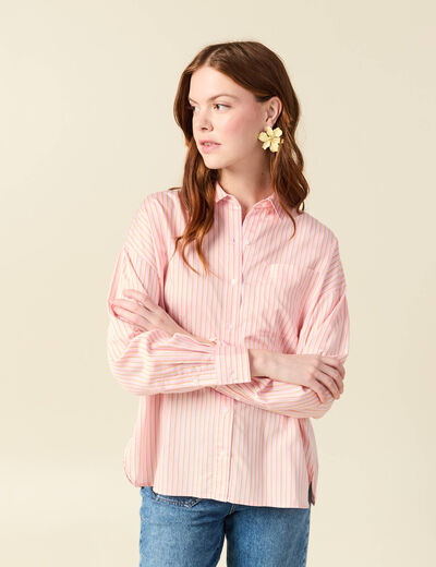 Chemise oversize manches longues fluides rose femme
