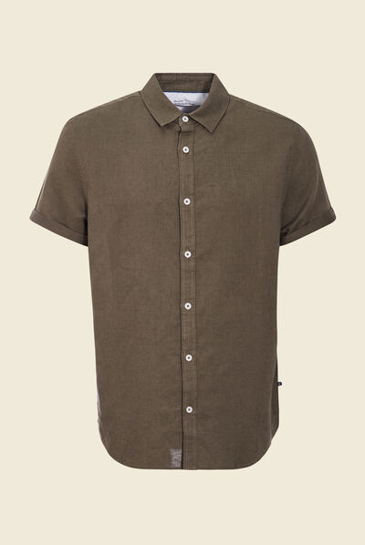 Chemise manches courtes taupe homme
