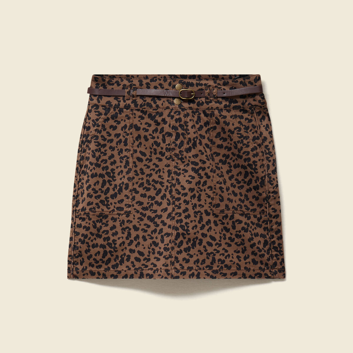 Jupe stretch avec ceinture amovible marron cognac femme