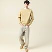 Sweat col rond manches longues beige homme