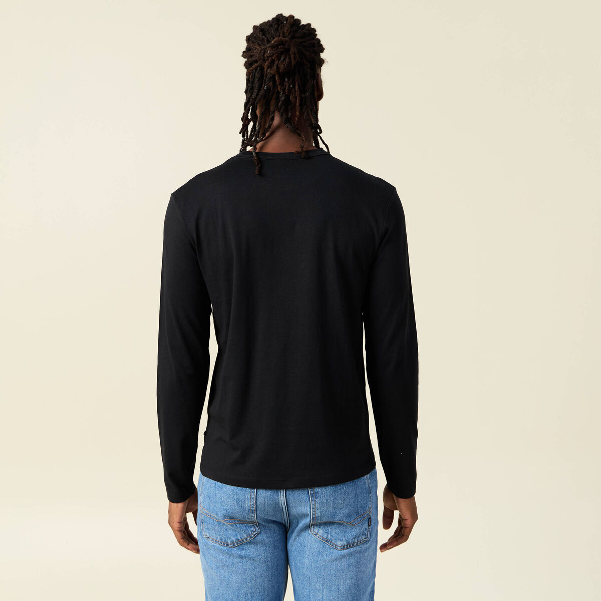 T-shirt en coton manches longues noir homme