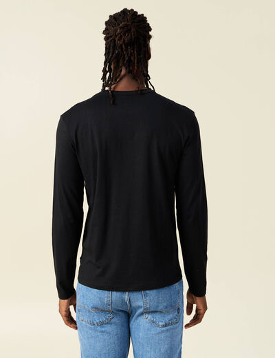 T-shirt en coton manches longues noir homme